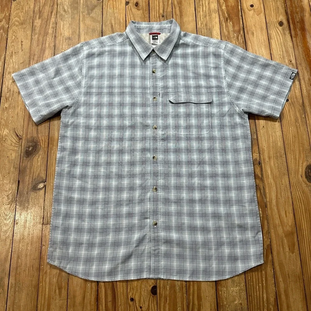 North Face Shirt Mens XL Gray Green Plaid Modal Blend Hiking‎ Gorpcore AH6W